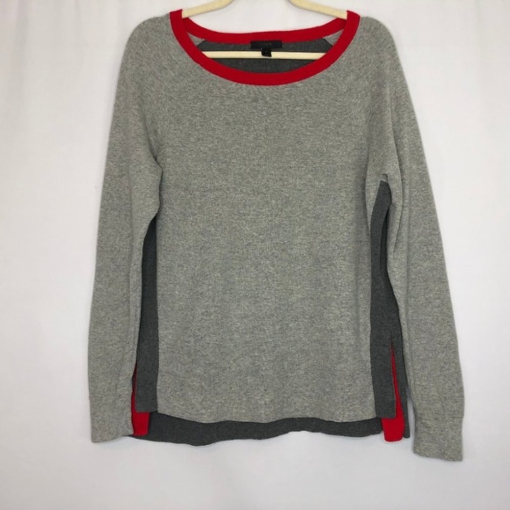 J Crew Gray & Red Knit Sweater Men's Size Medium.